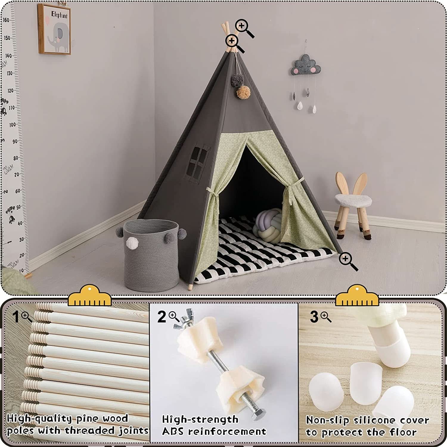 Prémium Teepee Játszósátor, párnázott matraccal