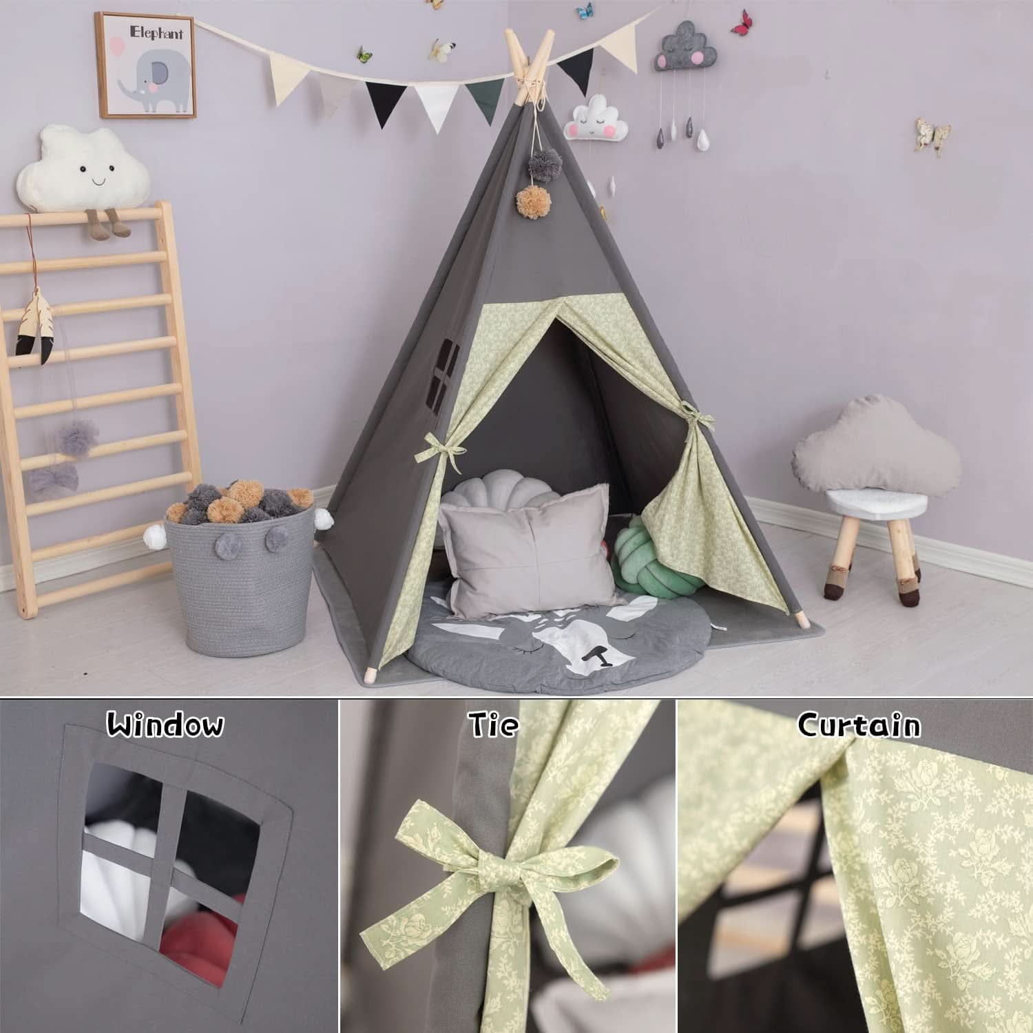 Prémium Teepee Játszósátor, párnázott matraccal